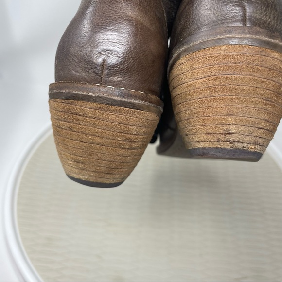Anthropologie Latigo Size 6 Victorian Ankle Boot Heel Booties Brown Leather - Picture 9 of 12